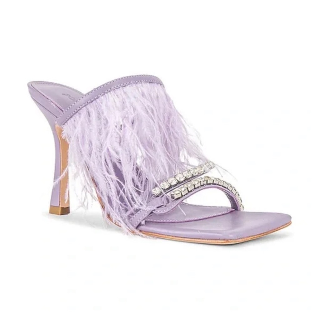 FINAL SALE - REVOLVE song of style Purple Feathered Sandals with Rhinestones - Picture 4 of 8